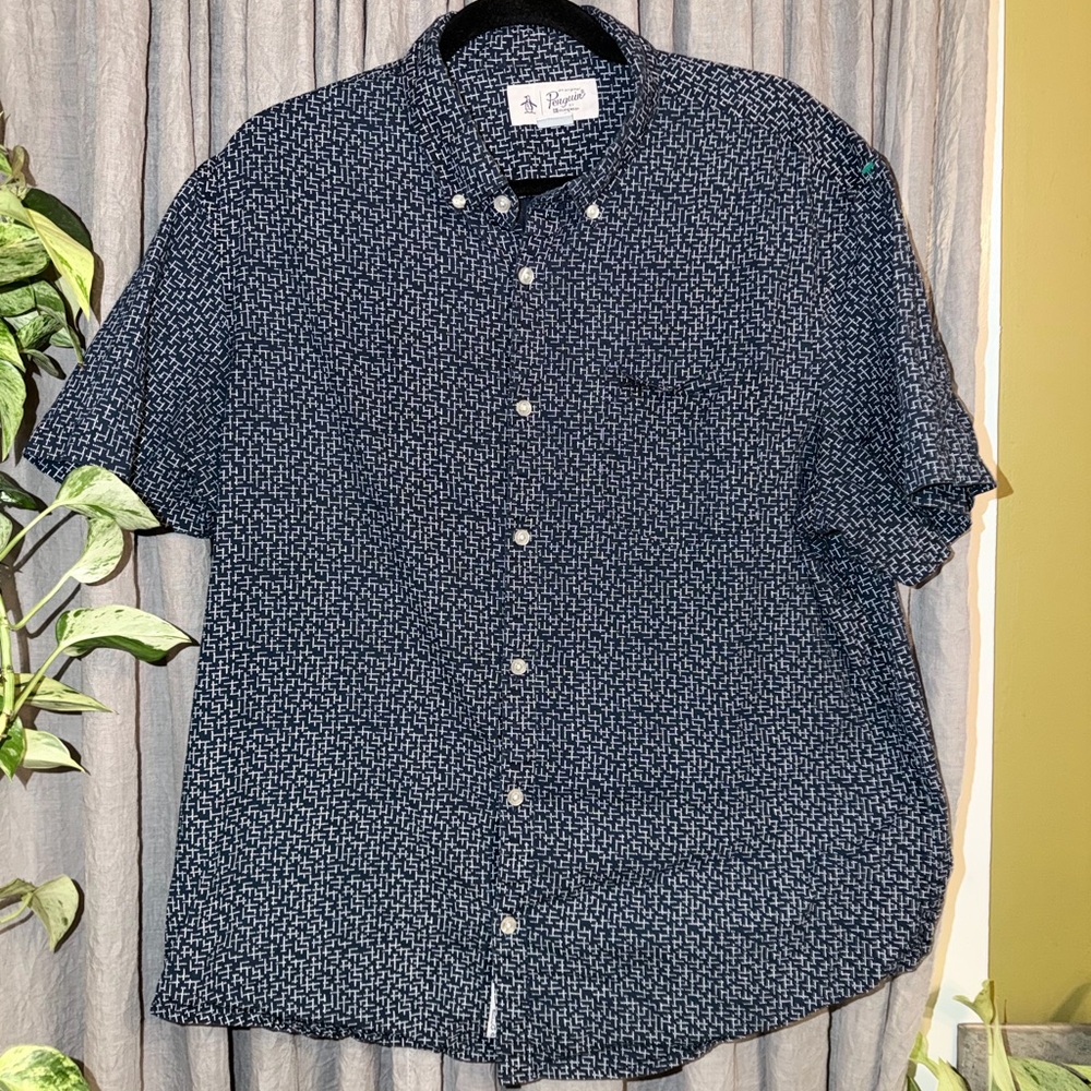 Original Penguin Men's Blue Patterned Shirt size XL